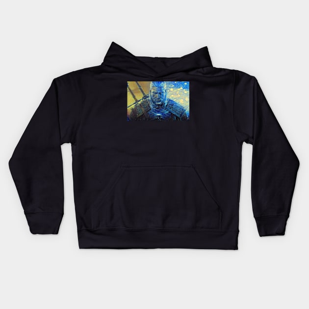 Witcher Geralt of Rivia Starry Night Kids Hoodie by Starry Night